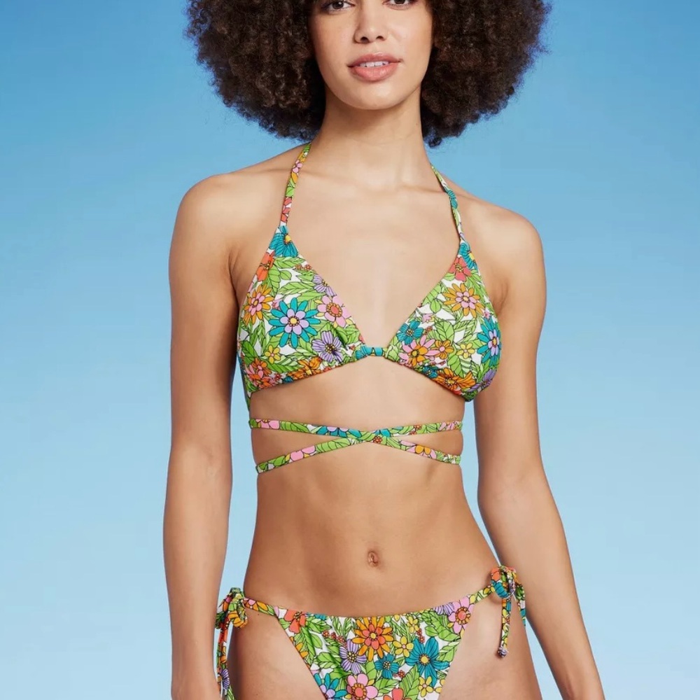 Women's Wild Fable Retro Floral Wrap Bikini Set